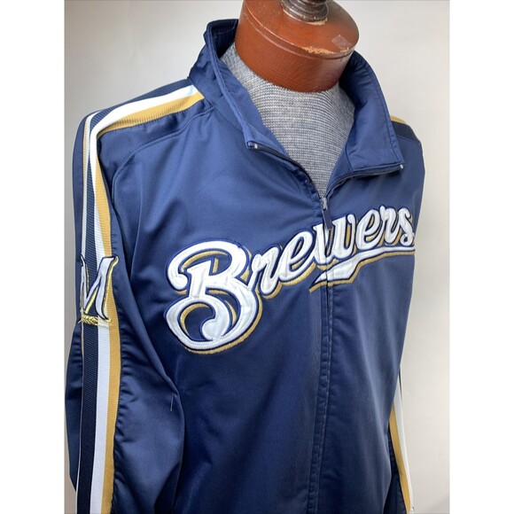 Stitches Other - STITCHES MILWAUKEE BREWERS JACKET MEN'S FULL ZIP XL Navy Embroidered EUC